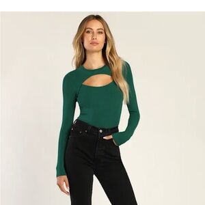 Lulu's Emerald Green Cutout Bodysuit
